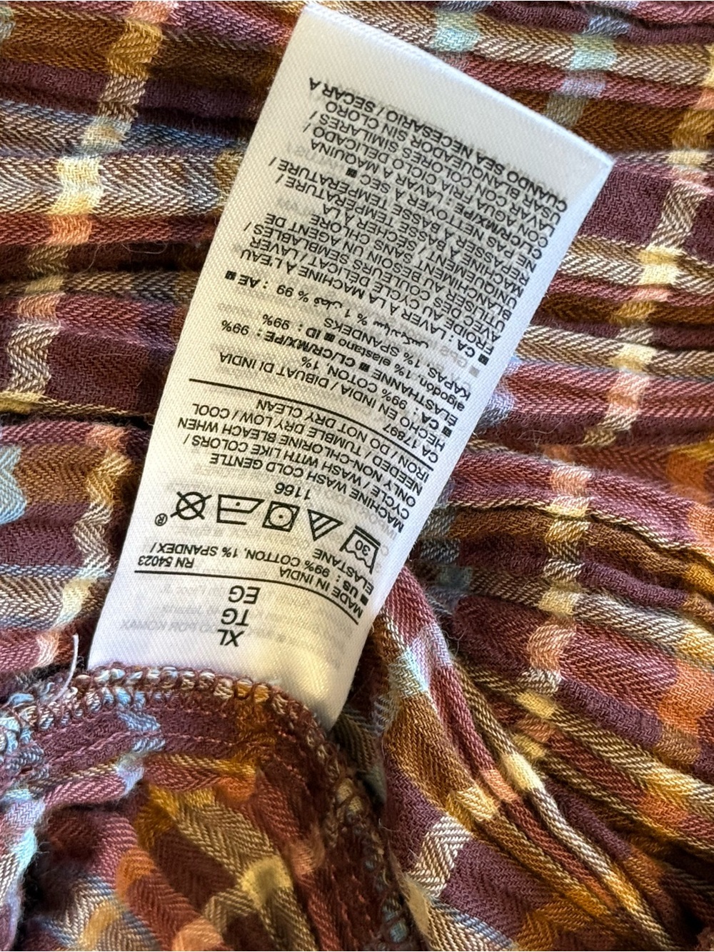 Old Navy Rust Multi Plaid Peplum Smocked Waist Blouse - Picture 6 of 6